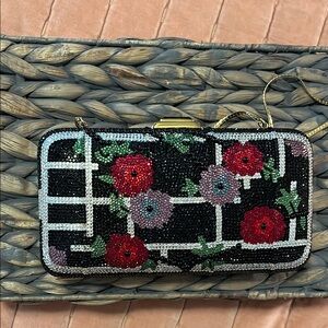 Floral Beaded/ Crystal Embellished Clutch